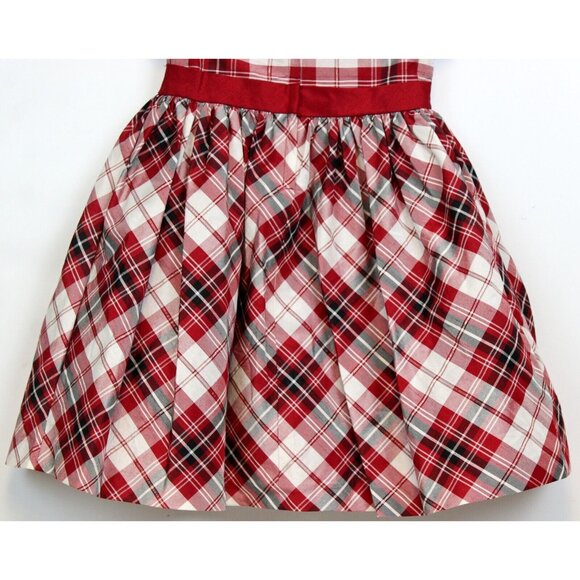 2012 Gymboree Holiday Memories Red White Plaid Dress sz 5T Shiny Lined Bow Cute - Picture 6 of 9